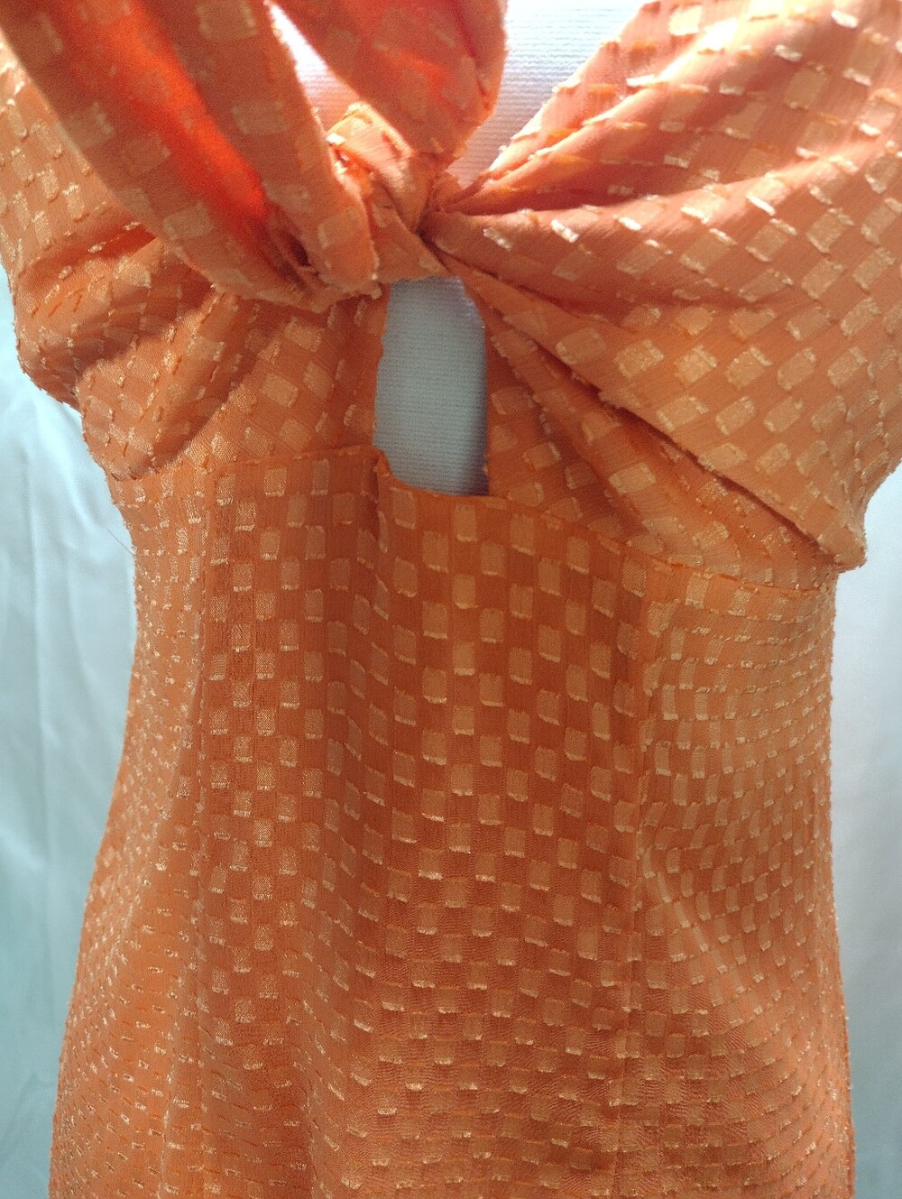 Alice + Olivia Dress Roe Mini Front Tie in Monarch Orange Size 0 - Picture 3 of 10